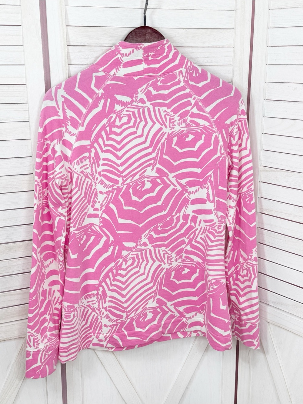 Lilly Pulitzer Skipper Half Zip Pullover Top Pink Umbrella Small Athletic - Picture 8 of 12
